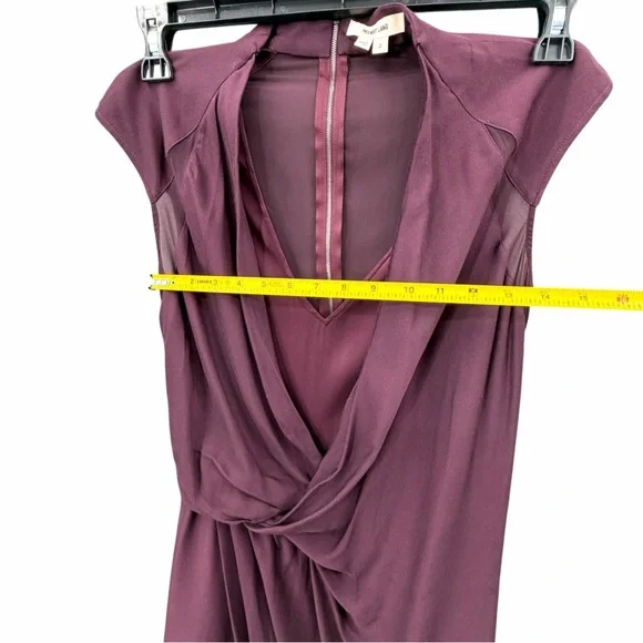 Helmut Lang Molten Drape Twist Front Dress Plum Burgundy Asymmetrical Cocktail 2 - Picture 9 of 16
